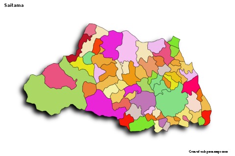 Exemplos de mapas para Saitama (colorido,sombreado)