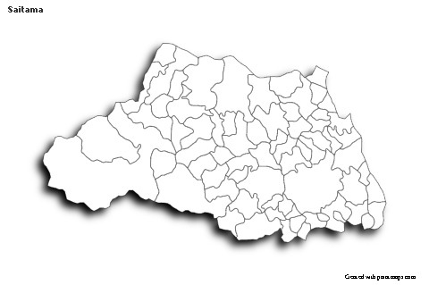Exemplos de mapas para Saitama (preto-branco,sombra)