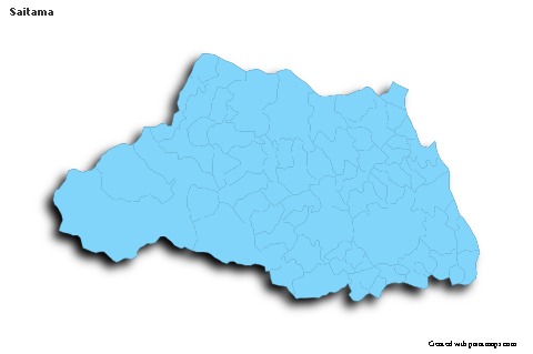 Exemplos de mapas para Saitama (azul,contorno,sombra)