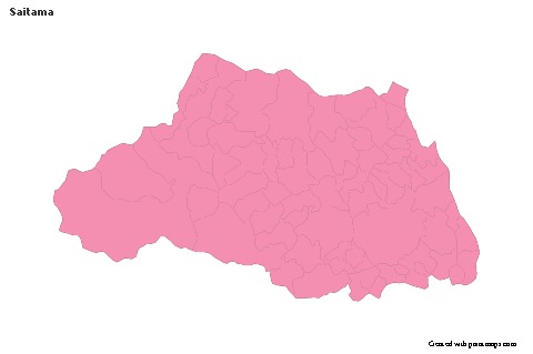 Exemplos de mapas para Saitama (rosa,contorno)