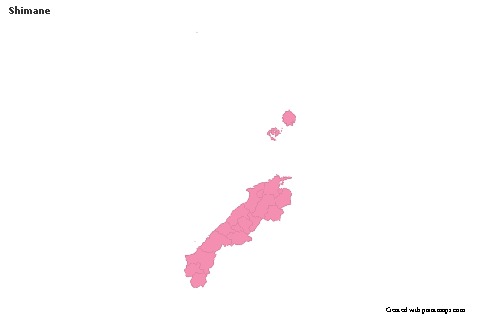 Mapas de muestra para Shimane (rosa,contorno)