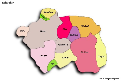 Contoh Peta untuk Eskisehir (berwarna,bayangan)