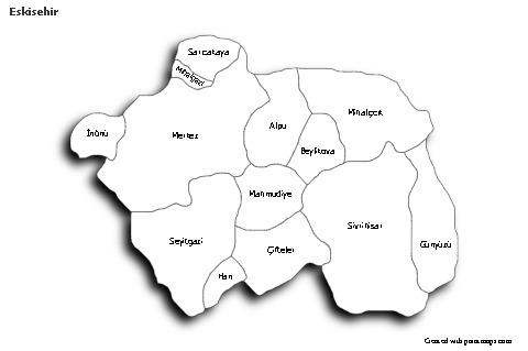 Contoh Peta untuk Eskisehir (hitam-putih,bayangan)