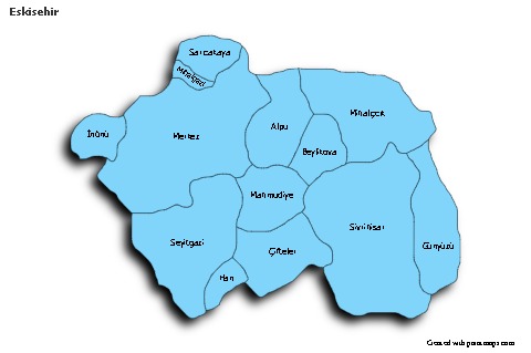 Contoh Peta untuk Eskisehir (biru,bayangan)