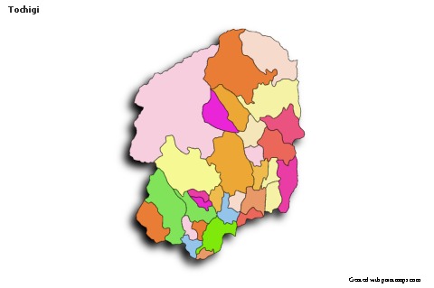 Mapas de muestra para Tochigi (coloreado,sombrío)