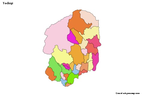 Mapas de muestra para Tochigi (coloreado)