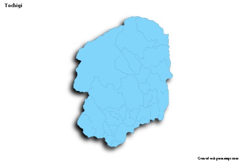Mapas de muestra para Tochigi (azul,contorno,sombrío)