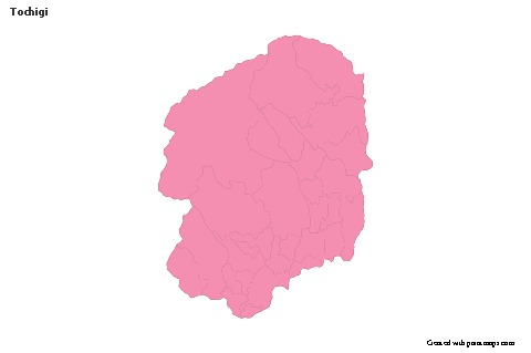 Mapas de muestra para Tochigi (rosa,contorno)
