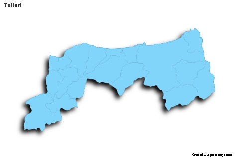 Mapas de muestra para Tottori (azul,contorno,sombrío)