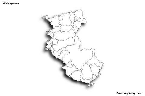 Mapas de muestra para Wakayama (blanco-negro,sombrío)