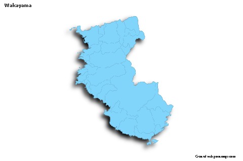 Mapas de muestra para Wakayama (azul,contorno,sombrío)
