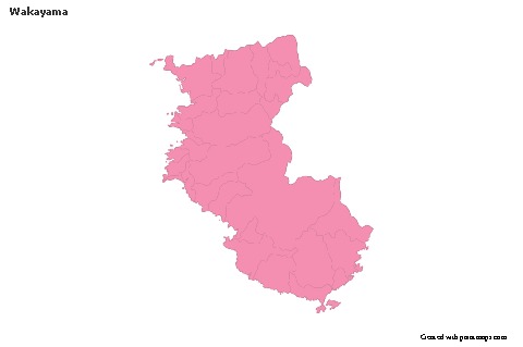 Mapas de muestra para Wakayama (rosa,contorno)