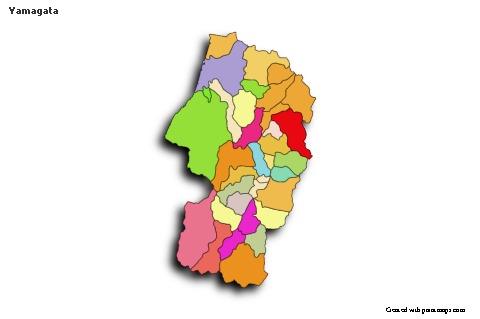 Mapas de muestra para Yamagata (coloreado,sombrío)