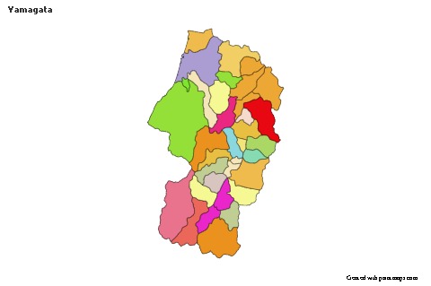 Mapas de muestra para Yamagata (coloreado)