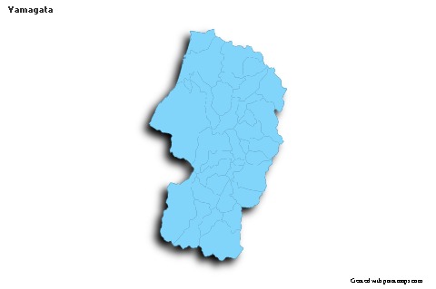 Mapas de muestra para Yamagata (azul,contorno,sombrío)