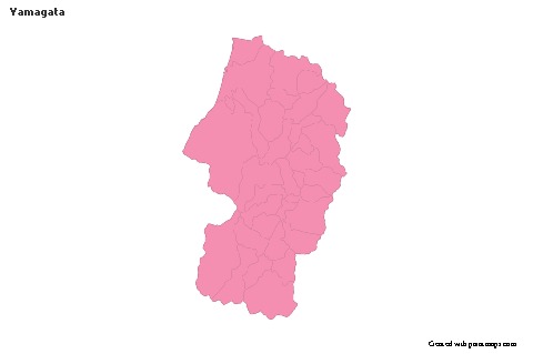 Mapas de muestra para Yamagata (rosa,contorno)