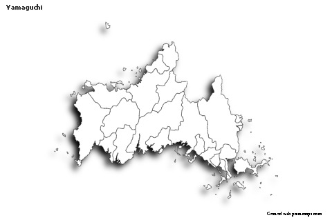 Contoh Peta untuk Yamaguchi (hitam-putih,bayangan)