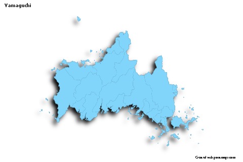Contoh Peta untuk Yamaguchi (biru,garis luar,bayangan)