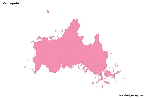 Contoh Peta untuk Yamaguchi (merah jambu,garis besar)