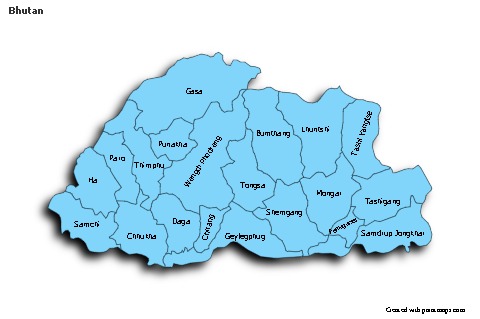 Sample Maps for Bhutan (blue,shadowy)