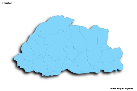 Sample Maps for Bhutan (blue,outline,shadowy)