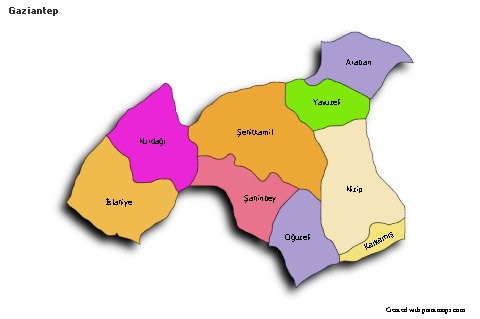 Mapas de muestra para Gaziantep (coloreado,sombrío)