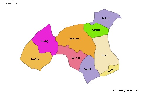 Mapas de muestra para Gaziantep (coloreado)