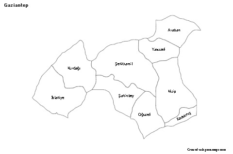 Mapas de muestra para Gaziantep (blanco-negro)