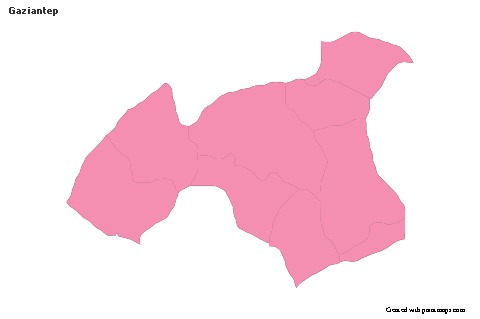 Mapas de muestra para Gaziantep (rosa,contorno)
