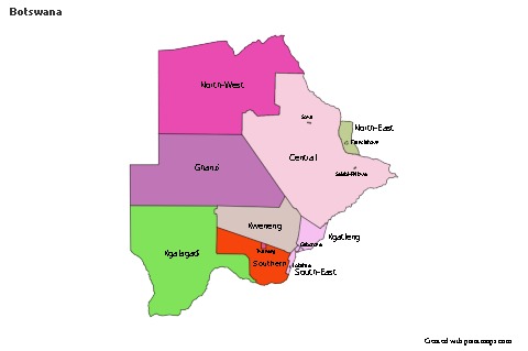 Exemplos de mapas para Botsuana (colorido)