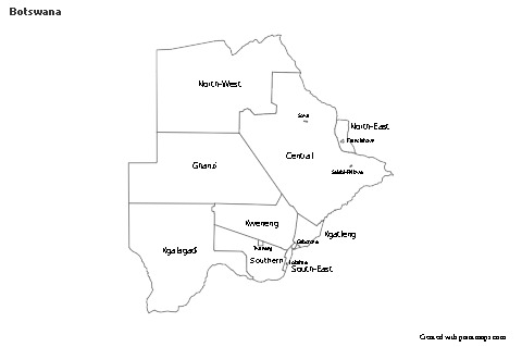Exemplos de mapas para Botsuana (preto-branco)