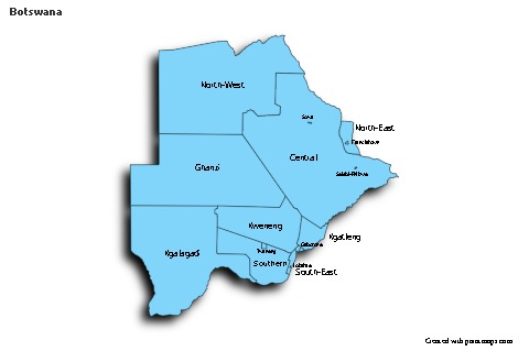 Exemplos de mapas para Botsuana (azul,sombra)