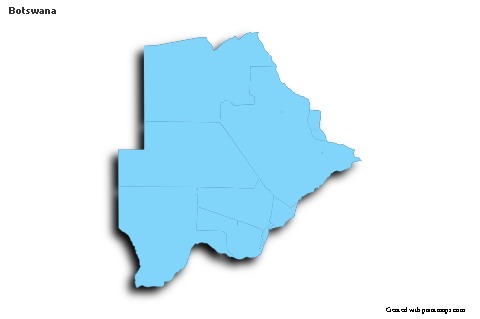 Exemplos de mapas para Botsuana (azul,contorno,sombra)