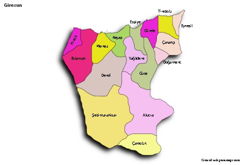 Sample Maps for Giresun (colored,shadowy)