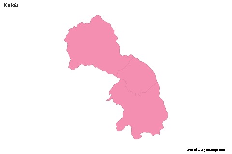 Contoh Peta untuk Kukës (merah jambu,garis besar)