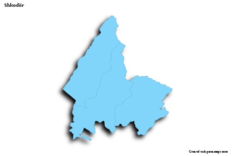 Contoh Peta untuk Shkodër (biru,garis luar,bayangan)