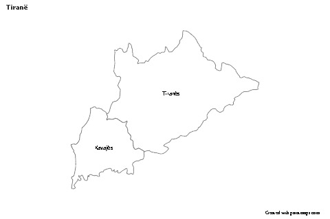 Contoh Peta untuk Tiranë (hitam-putih)