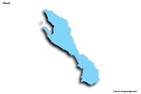 Contoh Peta untuk Vlorë (biru,garis luar,bayangan)