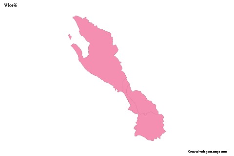 Contoh Peta untuk Vlorë (merah jambu,garis besar)