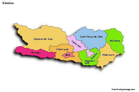 Contoh Peta untuk Kärnten (berwarna,bayangan)