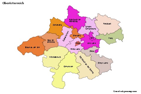 Oberösterreich için Örnek Haritalar (renkli)