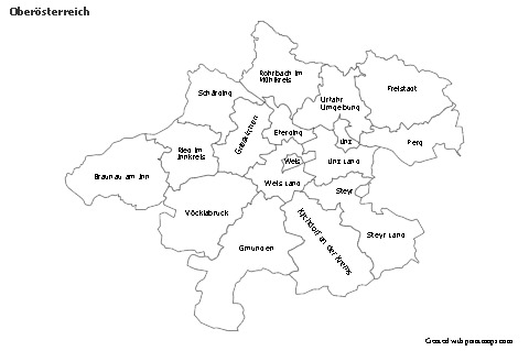 Oberösterreich için Örnek Haritalar (siyah-beyaz)