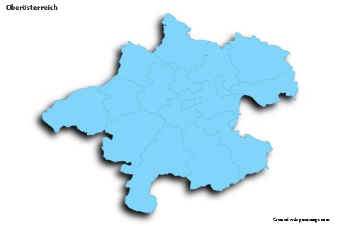 Oberösterreich için Örnek Haritalar (mavi,anahat,gölgeli)