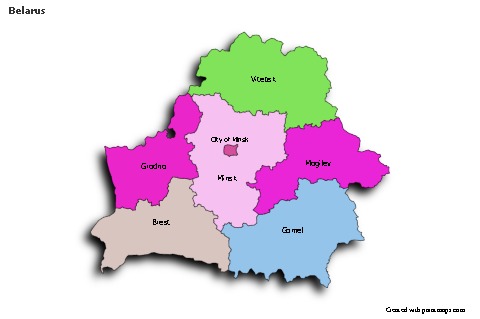 Sample Maps for Belarus (colored,shadowy)