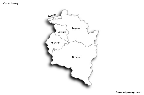 Contoh Peta untuk Vorarlberg (hitam-putih,bayangan)