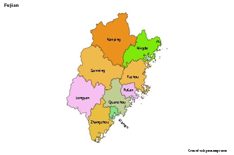Mapas de muestra para Fujian (coloreado)