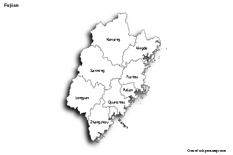 Mapas de muestra para Fujian (blanco-negro,sombrío)