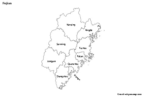 Mapas de muestra para Fujian (blanco-negro)