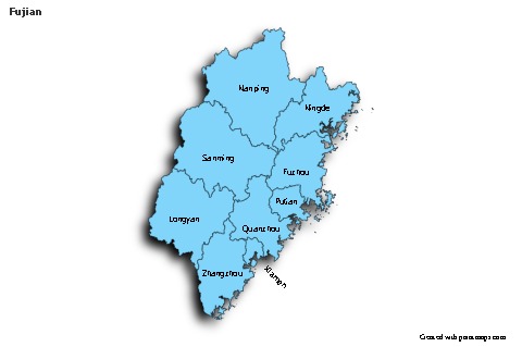Mapas de muestra para Fujian (azul,sombrío)