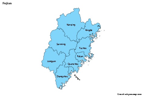Mapas de muestra para Fujian (azul)